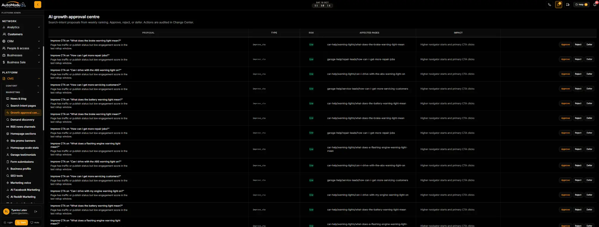 AutoModu AI growth approval centre