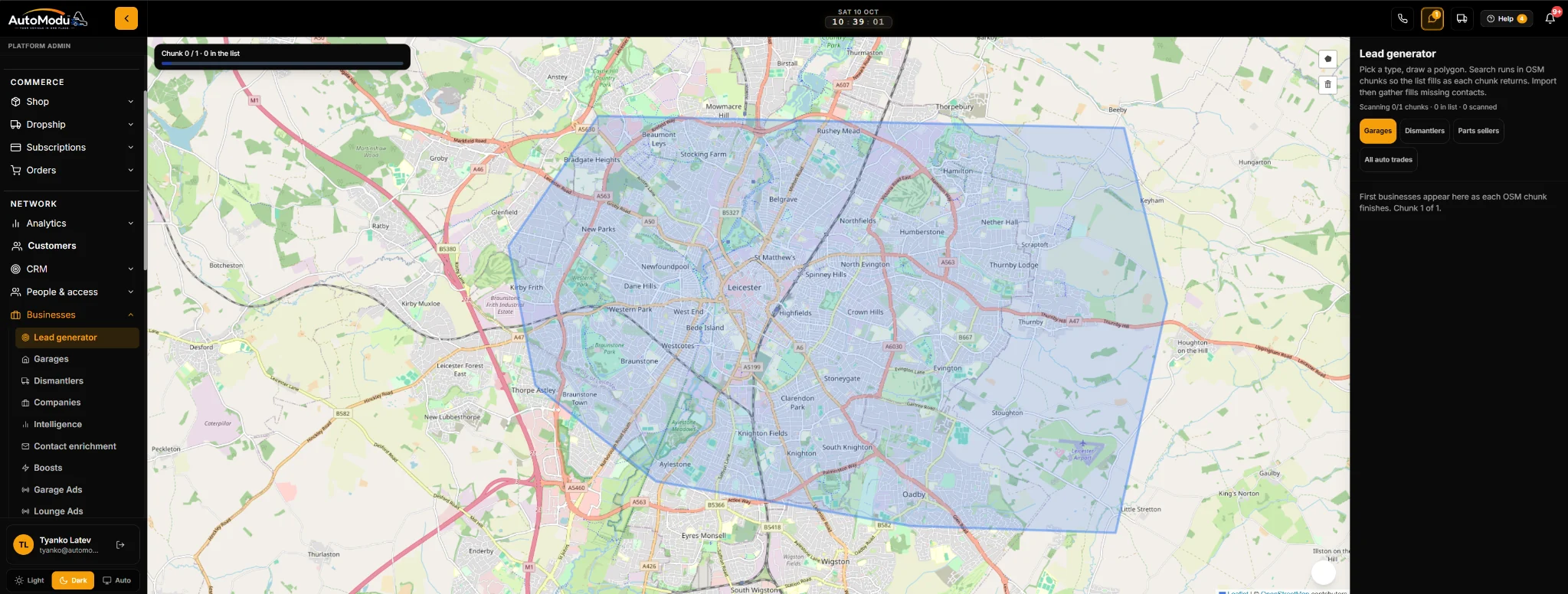 AutoModu lead-generation map