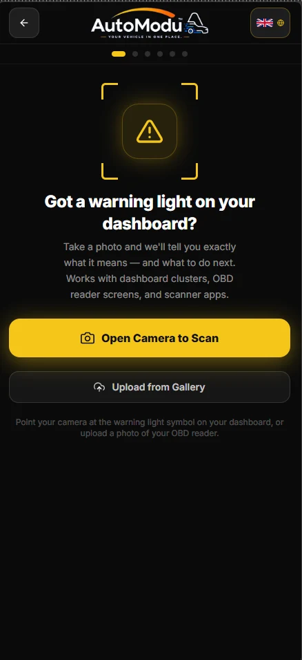 DashScan warning-light scan on an iPhone