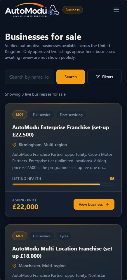 Handover business listings on a mobile phone