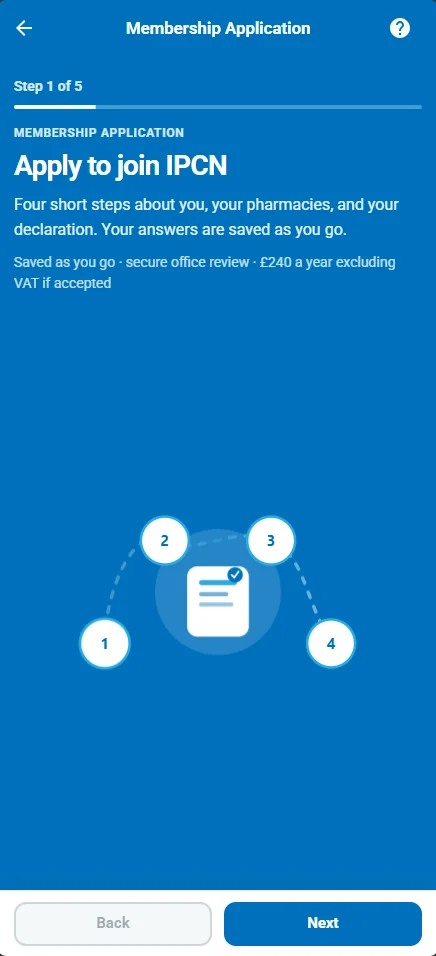 IPCN membership application on a mobile phone